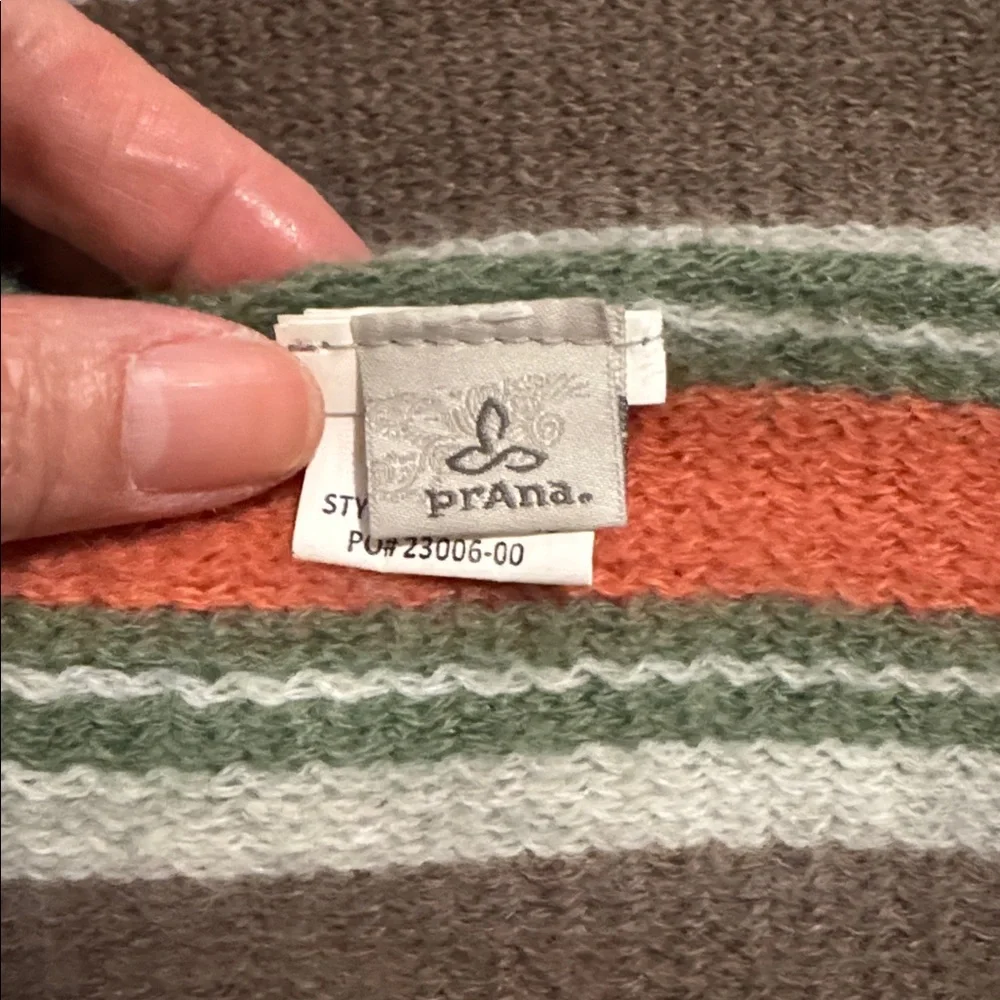 prAna Loli Scarf Weathered Wood Fringe Blanket Orange Green Brown-72x18”